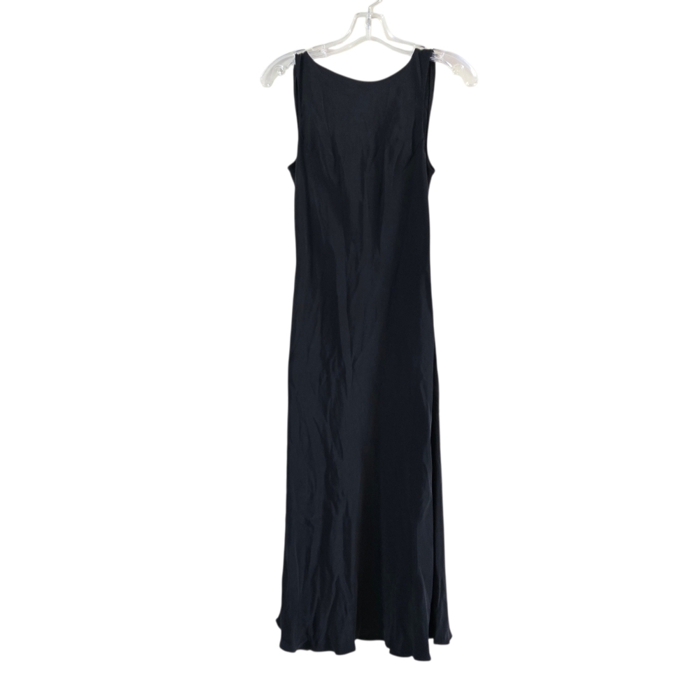 Spenser Jeremy Black Silk Maxi Dres Back Cowl Boat Neck Size 4 Vintage Y2k